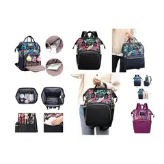 GENERICO - Mochila Maternal Con Bolsillo Delantero Estampado En Hojas