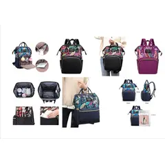 GENERICO - Mochila Maternal Con Bolsillo Delantero Estampado En Hojas