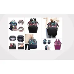 GENERICO - Mochila Maternal Con Bolsillo Delantero Estampado En Hojas