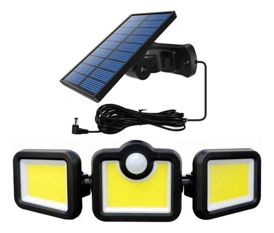 Foco Solar Triple Sensor Movimiento Control Remoto 171 COB LED