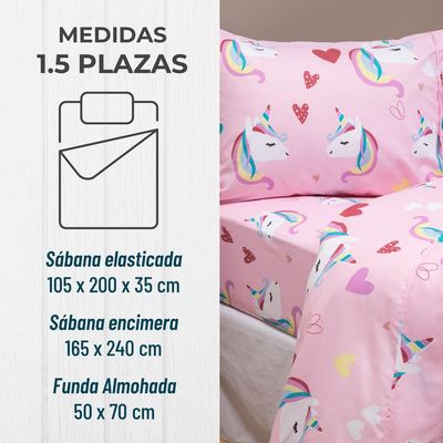 Imagen 2 del producto Sabanas 1,5 Plaza Niña Niño Estampadas + Funda Almohada