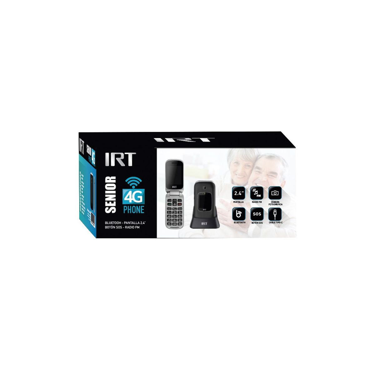 IRT - Celular Basico Senior Adulto Mayor 4G Negro IRT