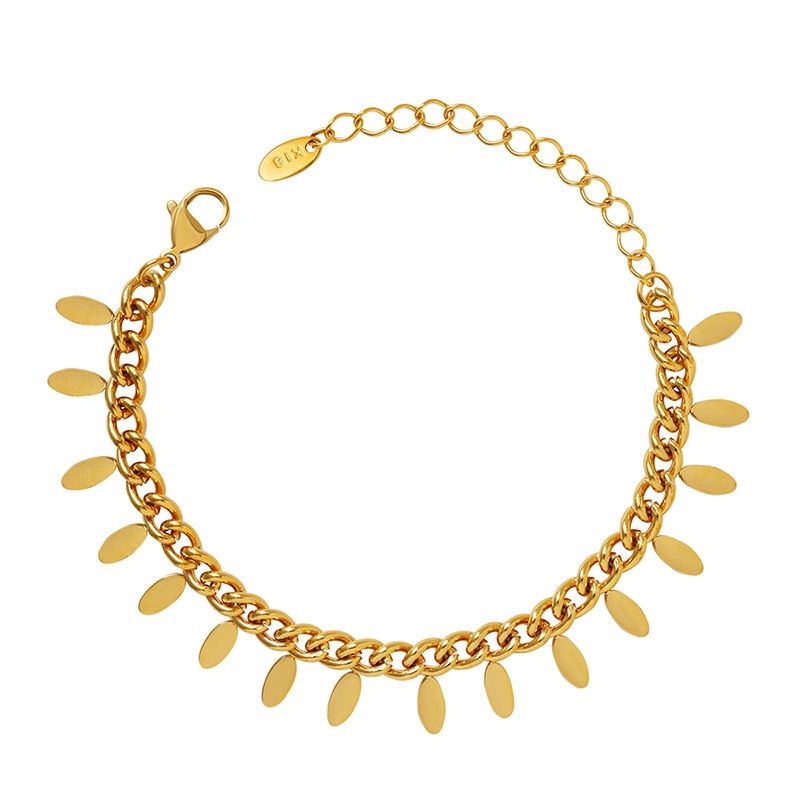 LUX JOYAS - Pulsera Baño Oro Amarillo 18k Grumet Chiches Ovalado