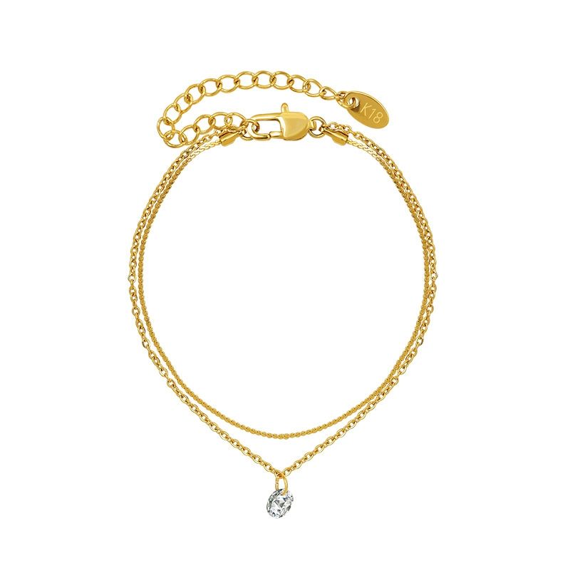 LUX JOYAS - Pulsera Baño Oro Amarillo 18k Doble Punto De Luz