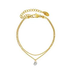 LUX JOYAS - Pulsera Baño Oro Amarillo 18k Doble Punto De Luz