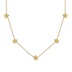 LUX JOYAS - Collar Baño Oro Amarillo 18k 5 Estrellas Circones