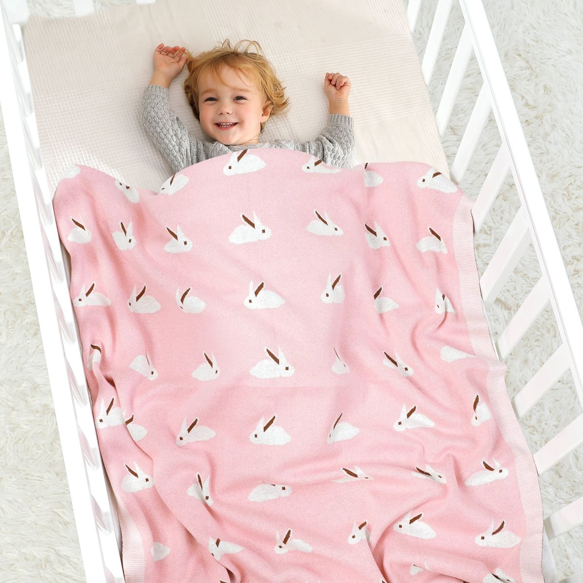 SIMPLY B - MANTA ALGODÓN BEBÉ CONEJO ROSADO