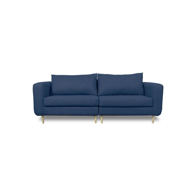 SOFAS HOME - SOFA BOLLEN CHENILLE TIPO LINO AZUL 3 CUERPOS