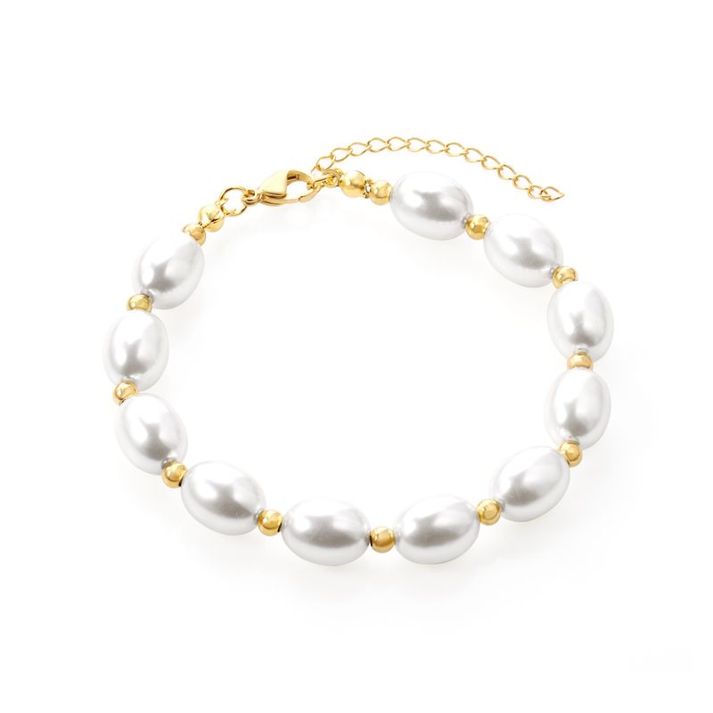 LUX JOYAS - Pulsera Baño Oro Amarillo 18k Perla Agua Dulce Pelotitas