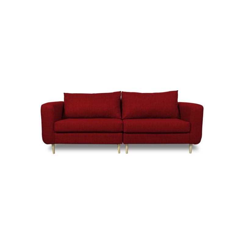 SOFAS HOME - SOFA BOLLEN CHENILLE TIPO LINO ROJO 3 CUERPOS