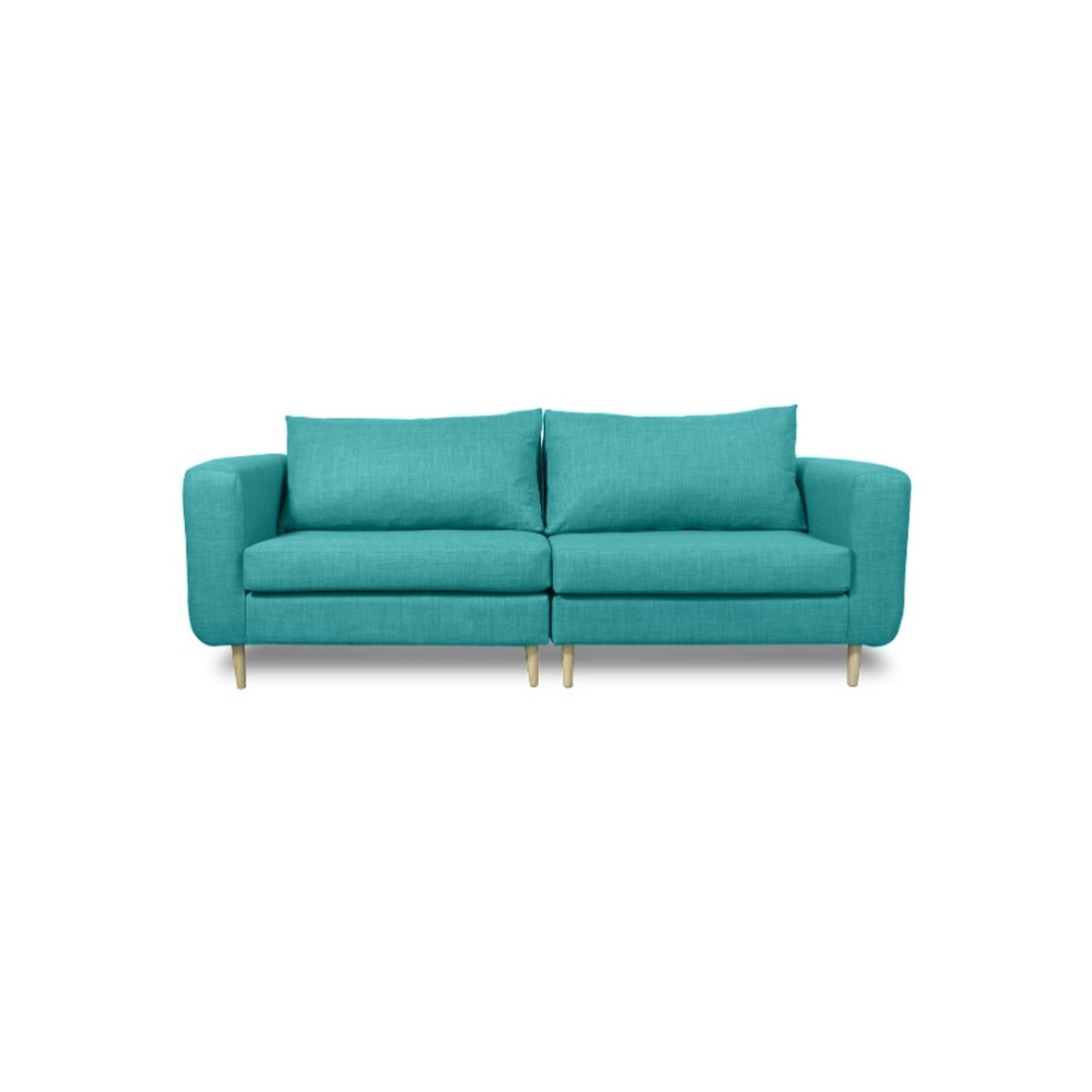 SOFAS HOME - SOFA BOLLEN CHENILLE TIPO LINO TURQUESA 3 CUERPOS