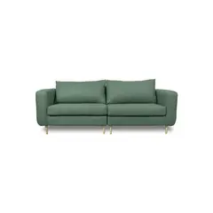 SOFAS HOME - SOFA BOLLEN CHENILLE TIPO LINO VERDE 3 CUERPOS