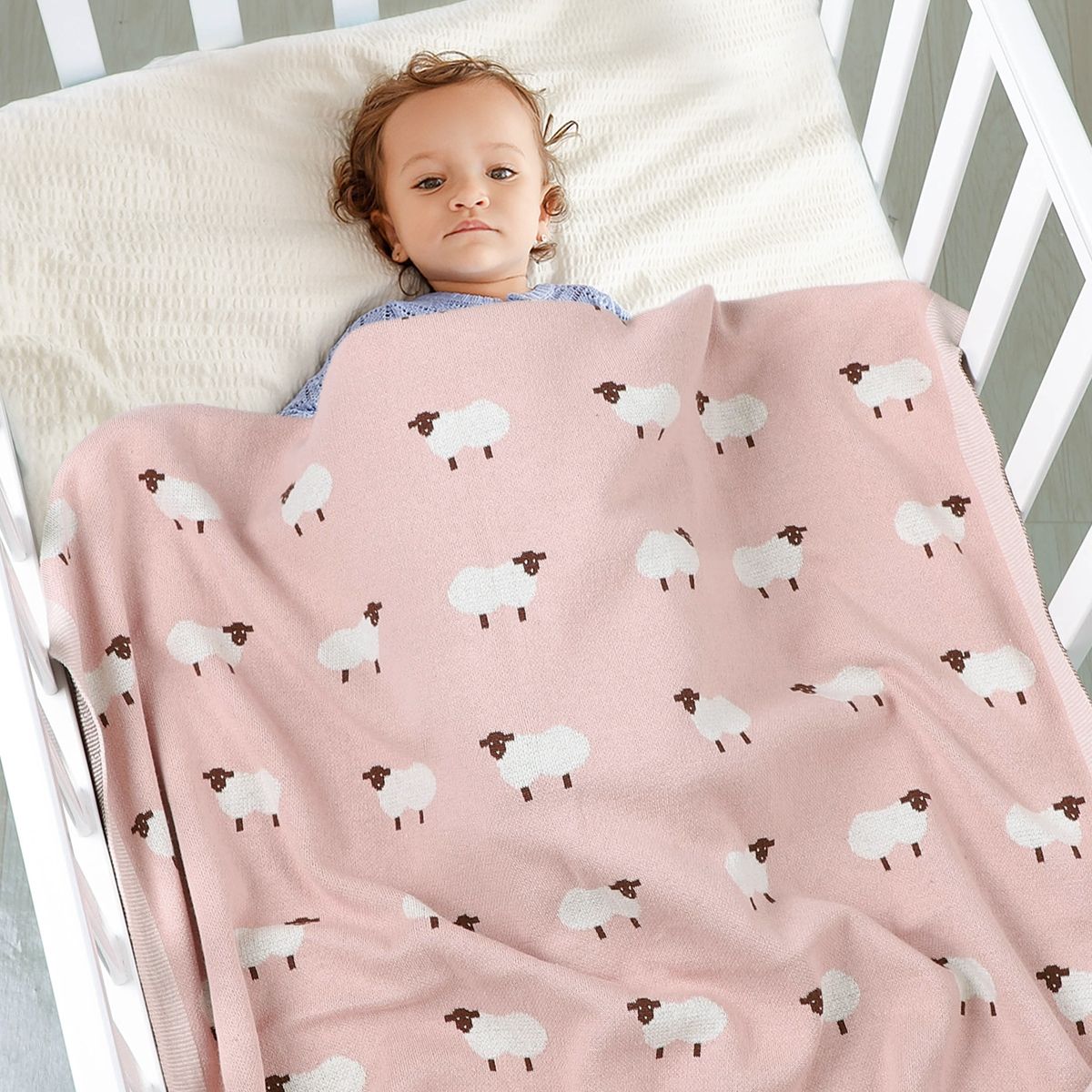 SIMPLY B - MANTA ALGODÓN BEBÉ OVEJA ROSADA CLARA