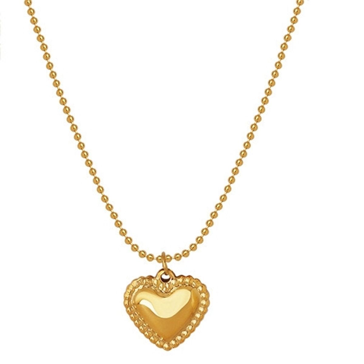 LUX JOYAS - Collar Baño Oro Amarillo 18k Pelotitas Corazón