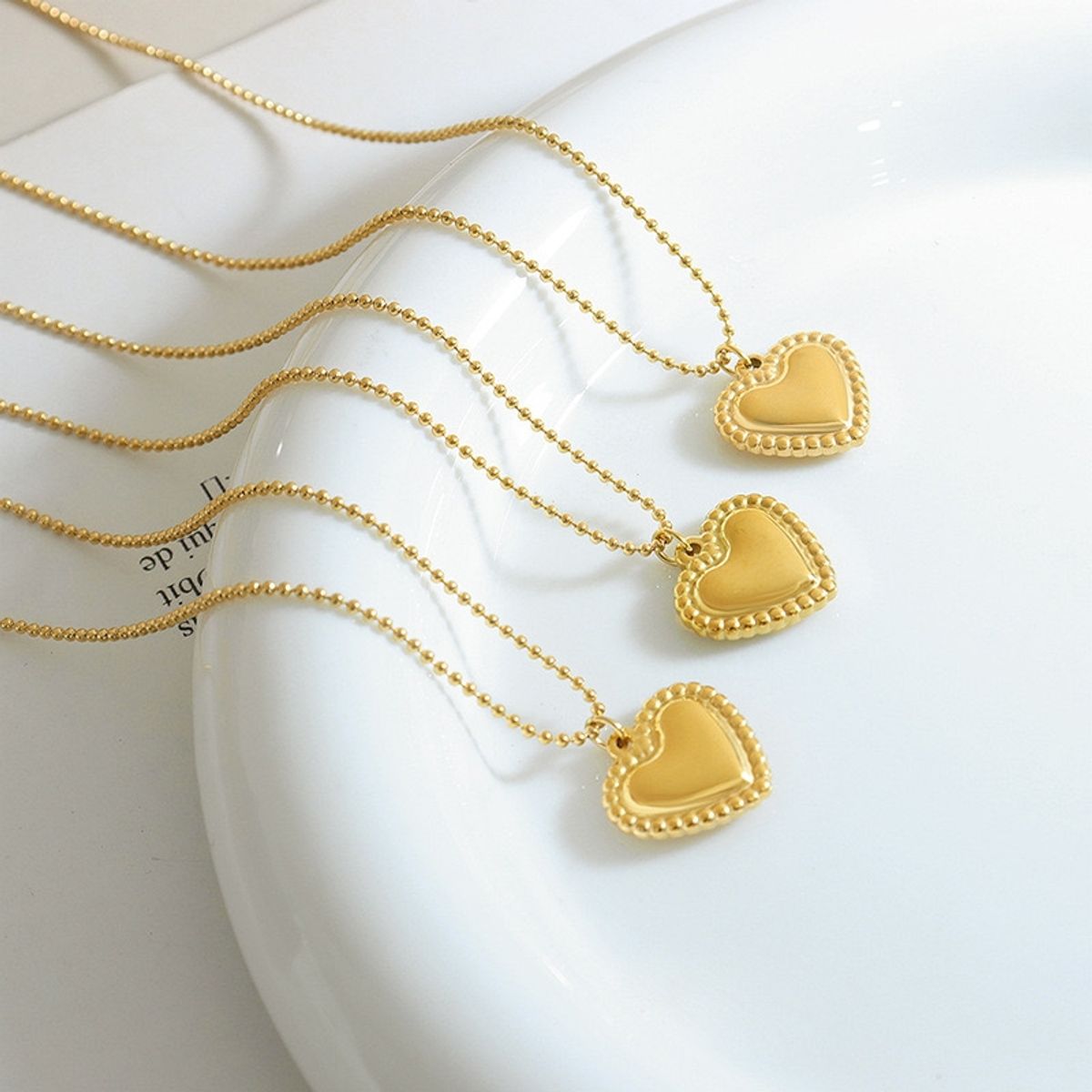 LUX JOYAS - Collar Baño Oro Amarillo 18k Pelotitas Corazón