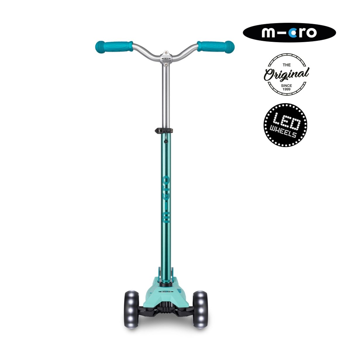 MICRO - Scooter Micro Maxi Deluxe Pro LED Celeste, Niños 5 a 12 años