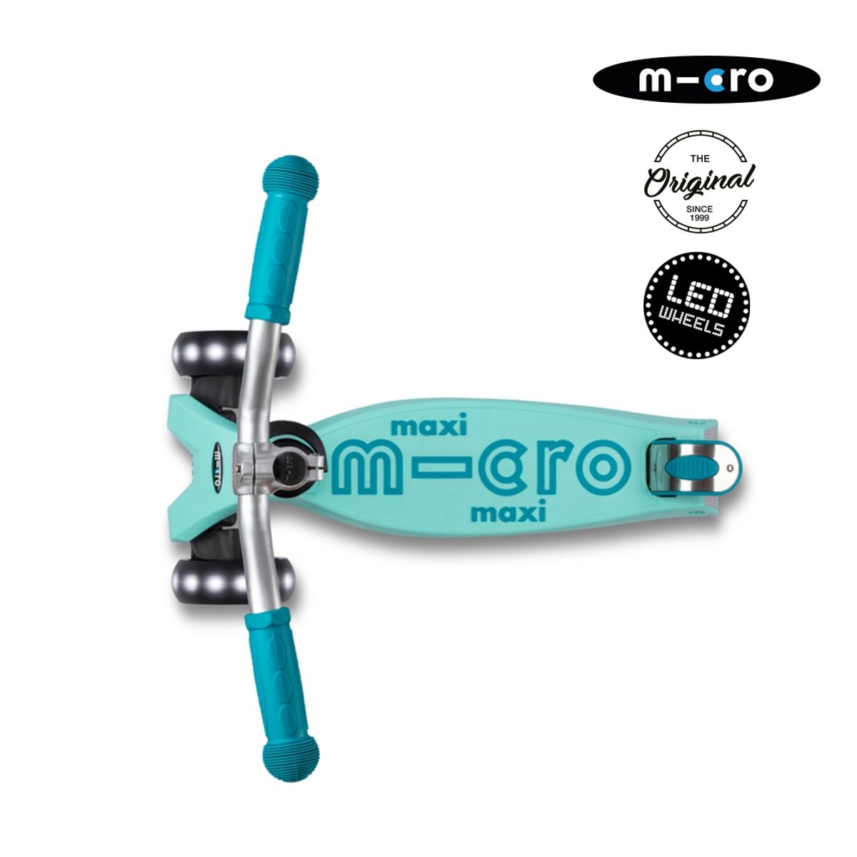 MICRO - Scooter Micro Maxi Deluxe Pro LED Celeste, Niños 5 a 12 años