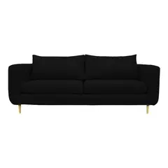 SOFAS HOME - SOFA BOLLEN CHENILLE TIPO LINO NEGRO 2 CUERPOS