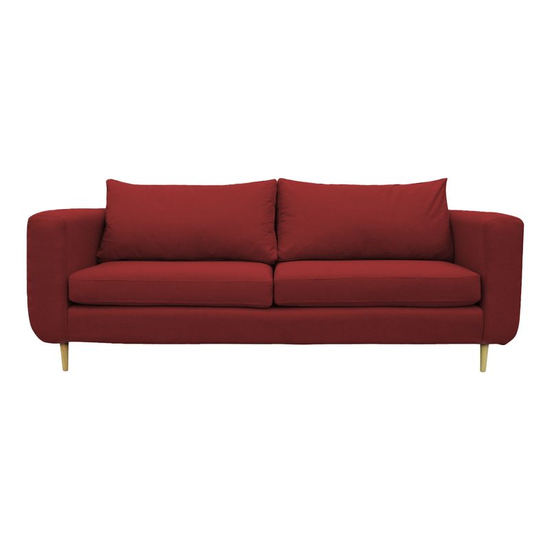 SOFAS HOME - SOFA BOLLEN CHENILLE TIPO LINO ROJO 2 CUERPOS