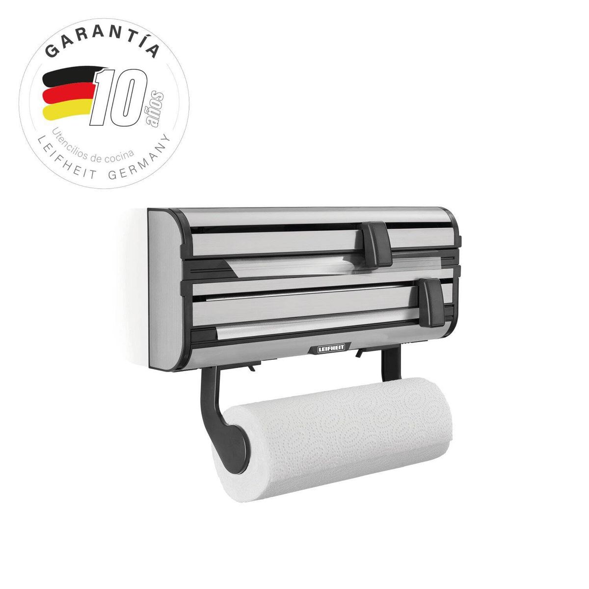 LEIFHEIT - Porta rollo inox para alusas y papel de ancho mayor