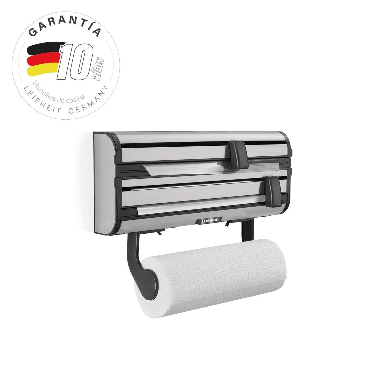 LEIFHEIT - Porta rollo inox para alusas y papel de ancho mayor