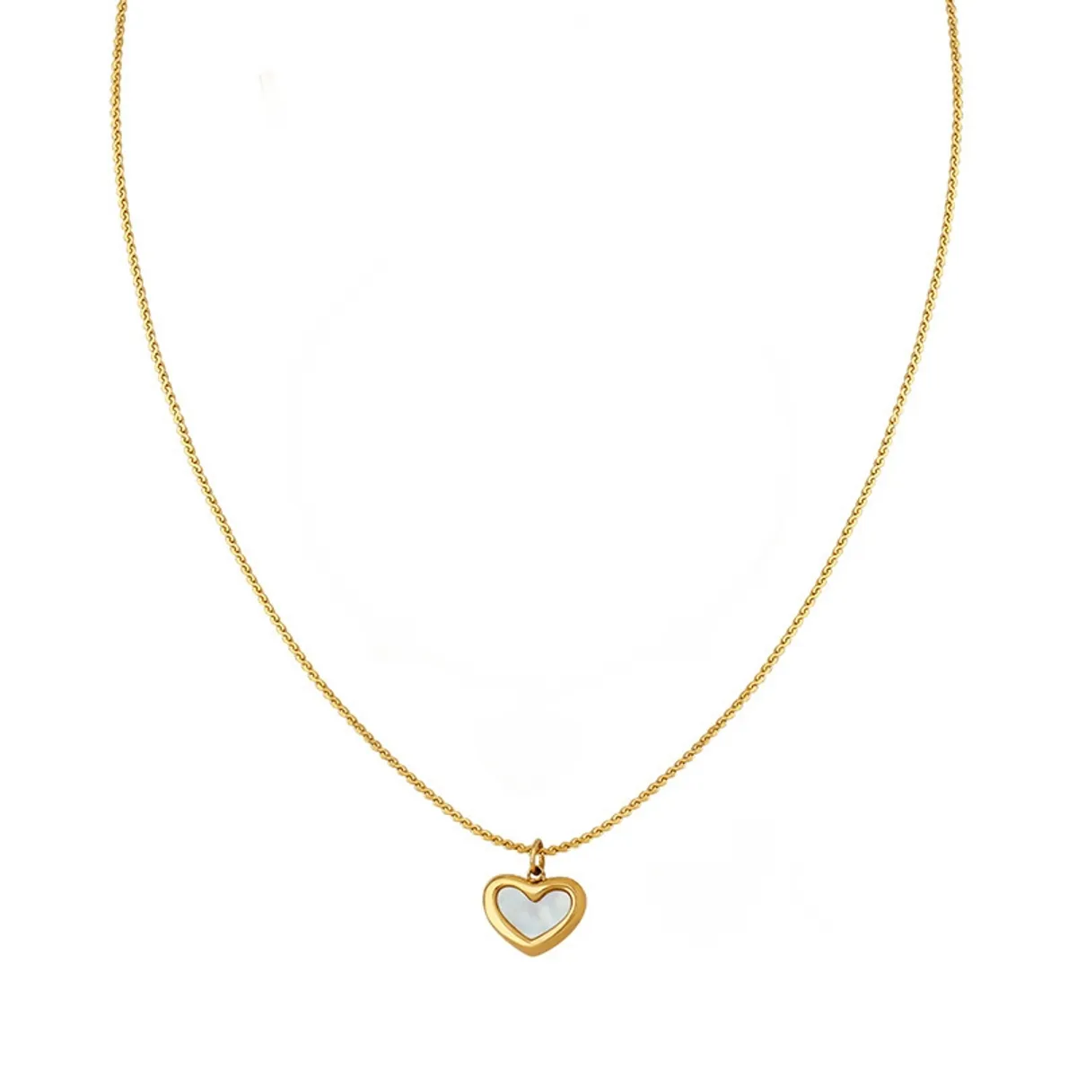 LUX JOYAS - Collar Baño Oro Amarillo 18k Cintillo Corazón Nácar