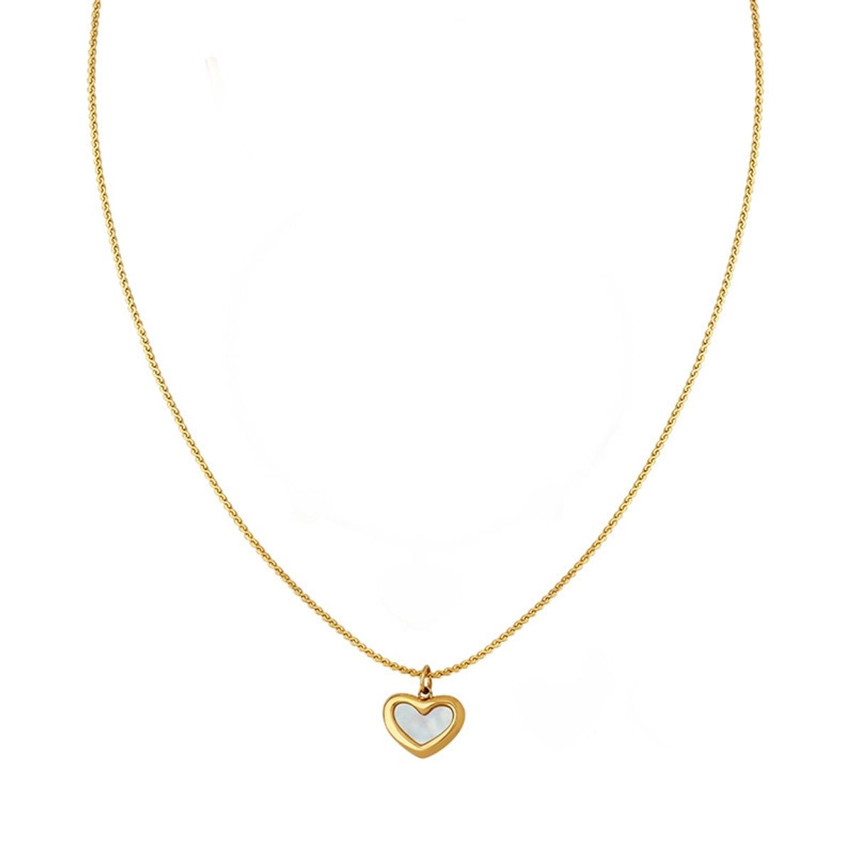 LUX JOYAS - Collar Baño Oro Amarillo 18k Cintillo Corazón Nácar
