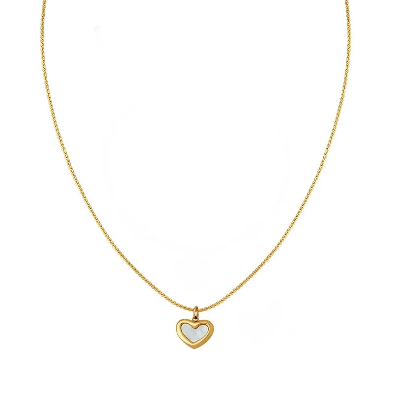 LUX JOYAS - Collar Baño Oro Amarillo 18k Cintillo Corazón Nácar