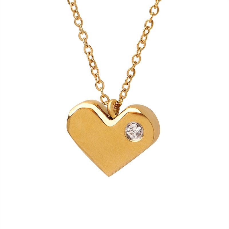 LUX JOYAS - Collar Baño Oro Amarillo 18k Corazón Brillito Circón