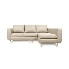 SOFAS HOME - SECCIONAL BOLLEN CHENILLE TIPO LINO BEIGE 3 CUERPOS
