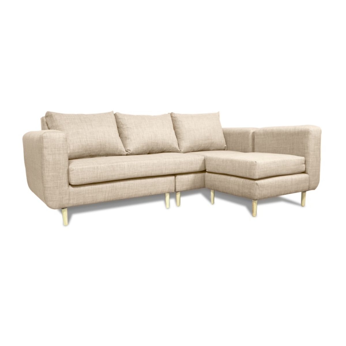 SOFAS HOME - SECCIONAL BOLLEN CHENILLE TIPO LINO BEIGE  3 CUERPOS