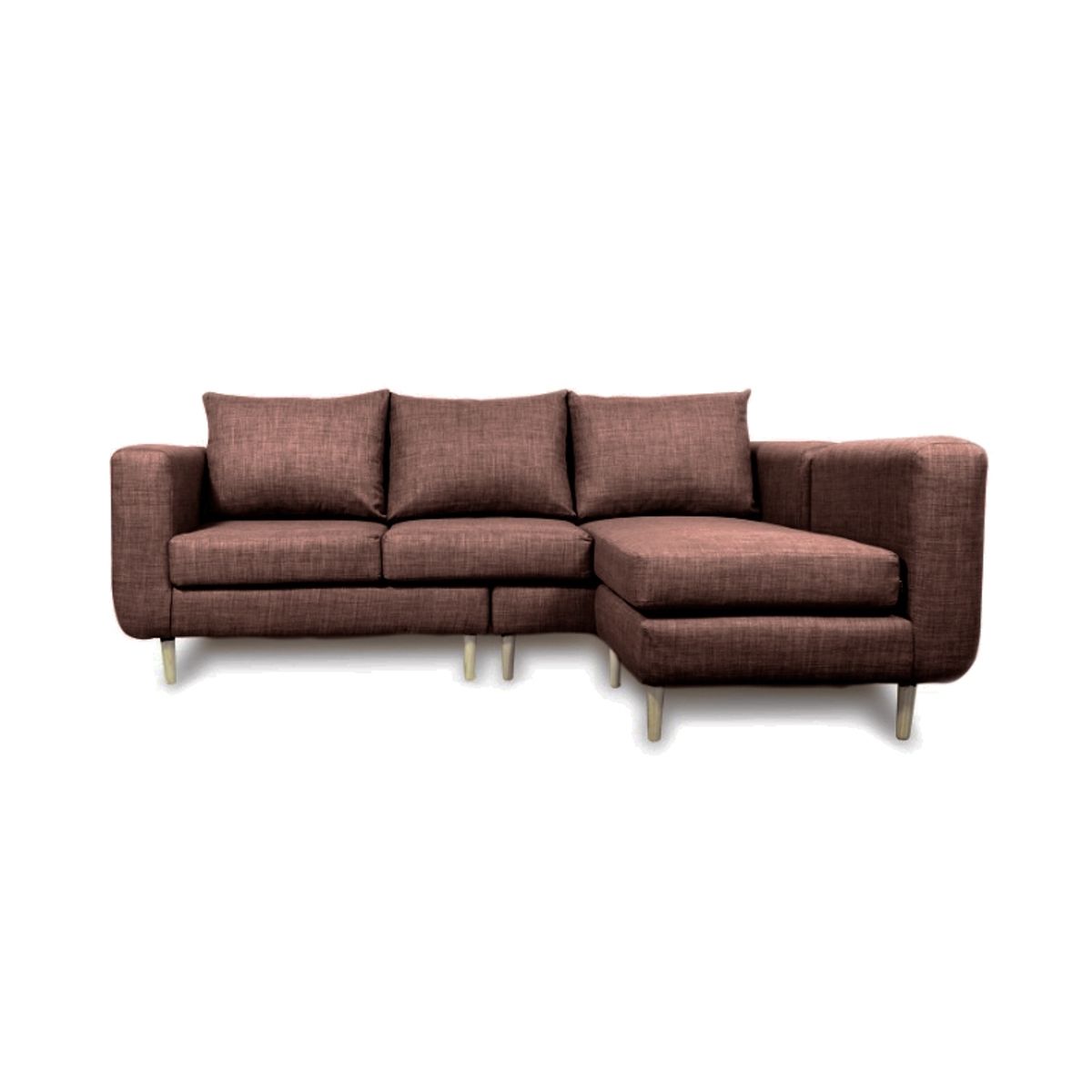 SOFAS HOME - SECCIONAL BOLLEN CHENILLE TIPO LINO CAFE 3 CUERPOS
