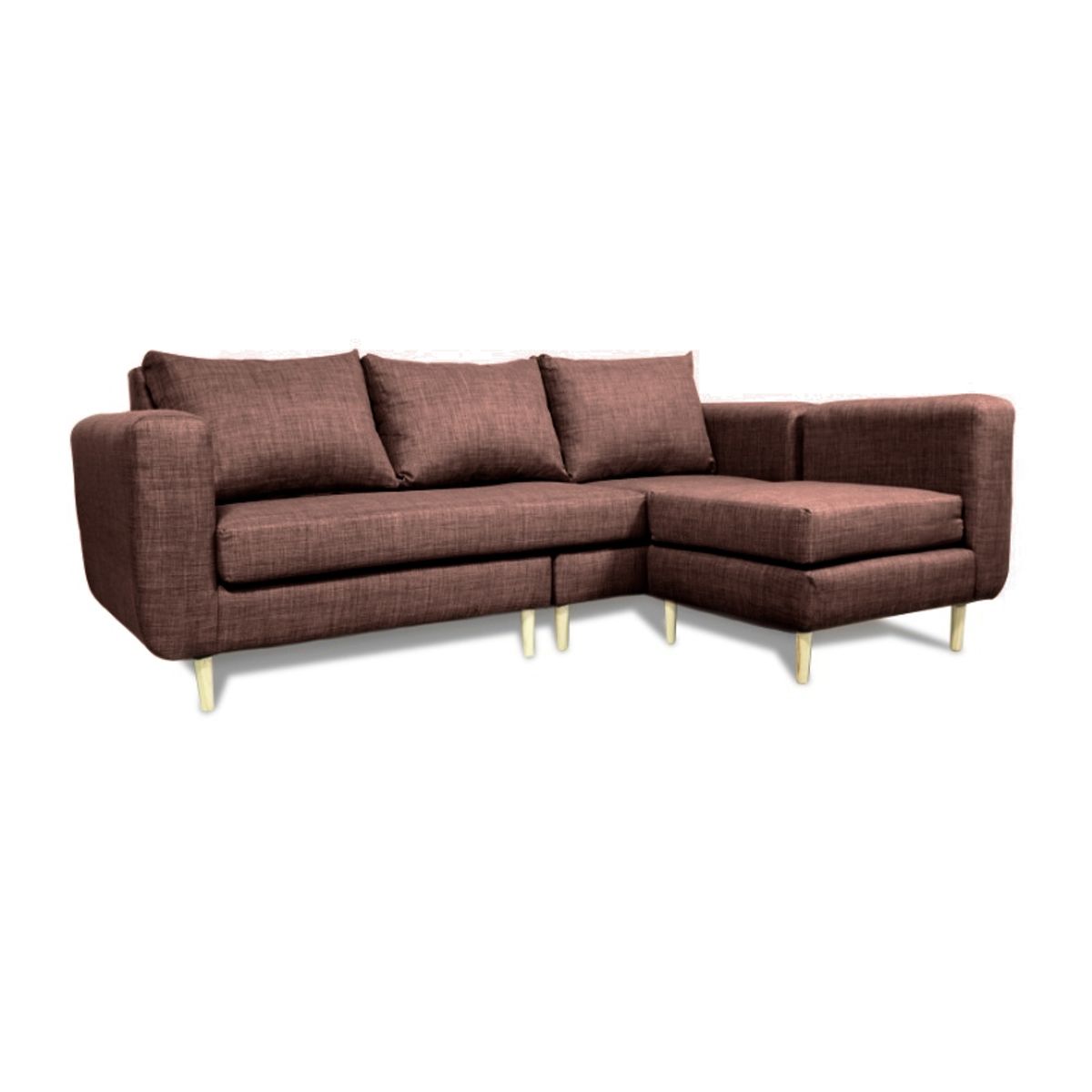 SOFAS HOME - SECCIONAL BOLLEN CHENILLE TIPO LINO CAFE 3 CUERPOS