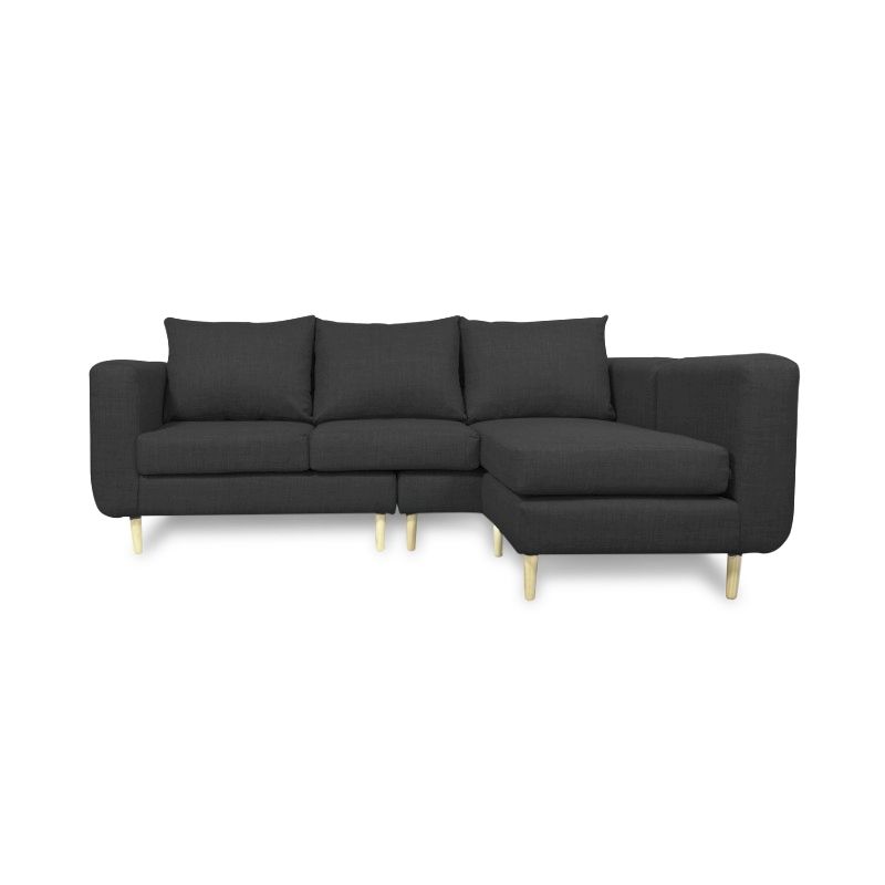 SOFAS HOME - SECCIONAL BOLLEN CHENILLE TIPO LINO GRAFITO 3 CUERPOS