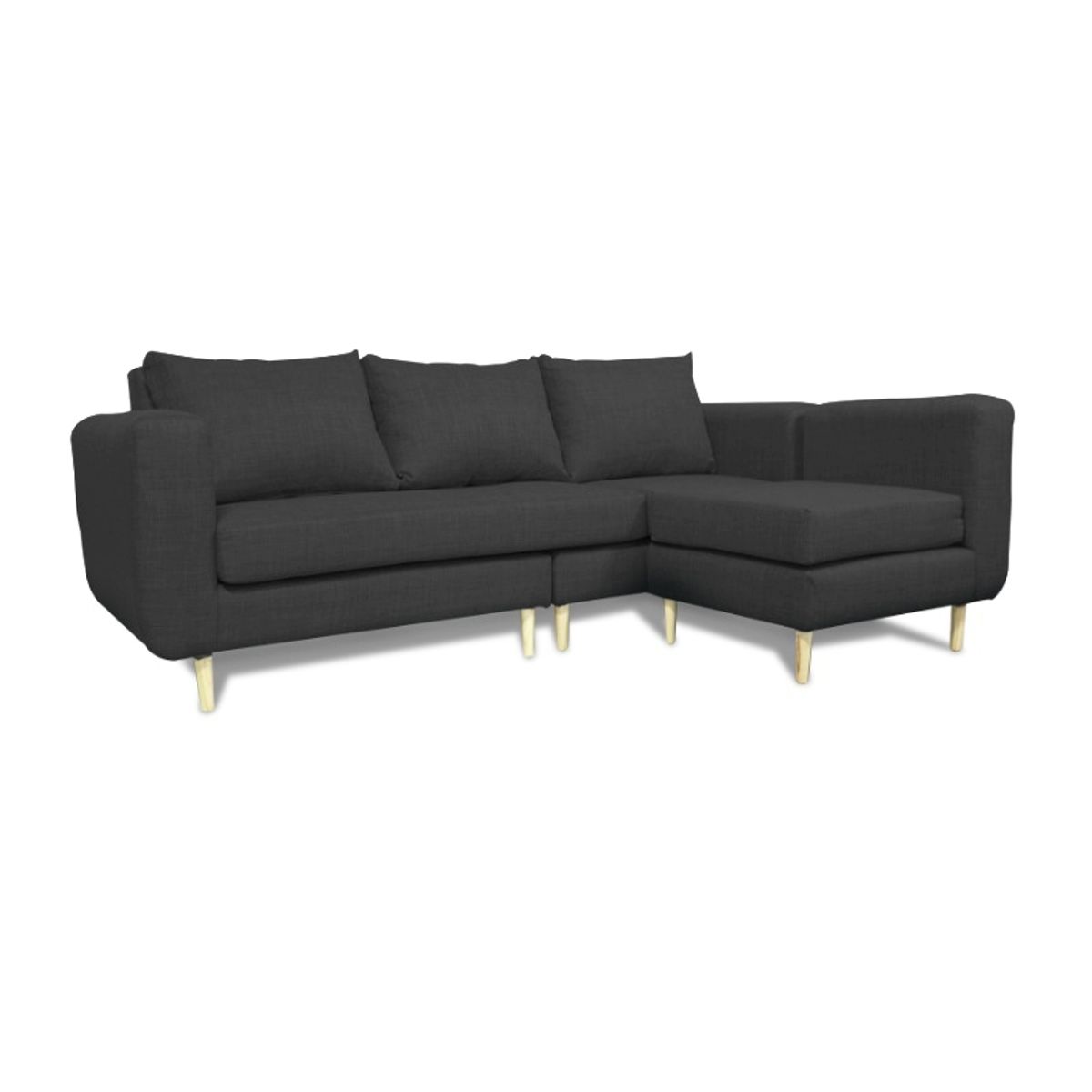 SOFAS HOME - SECCIONAL BOLLEN CHENILLE TIPO LINO GRAFITO 3 CUERPOS