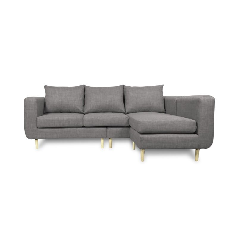 SOFAS HOME - SECCIONAL BOLLEN CHENILLE TIPO LINO GRIS 3 CUERPOS