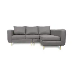 SOFAS HOME - SECCIONAL BOLLEN CHENILLE TIPO LINO GRIS 3 CUERPOS