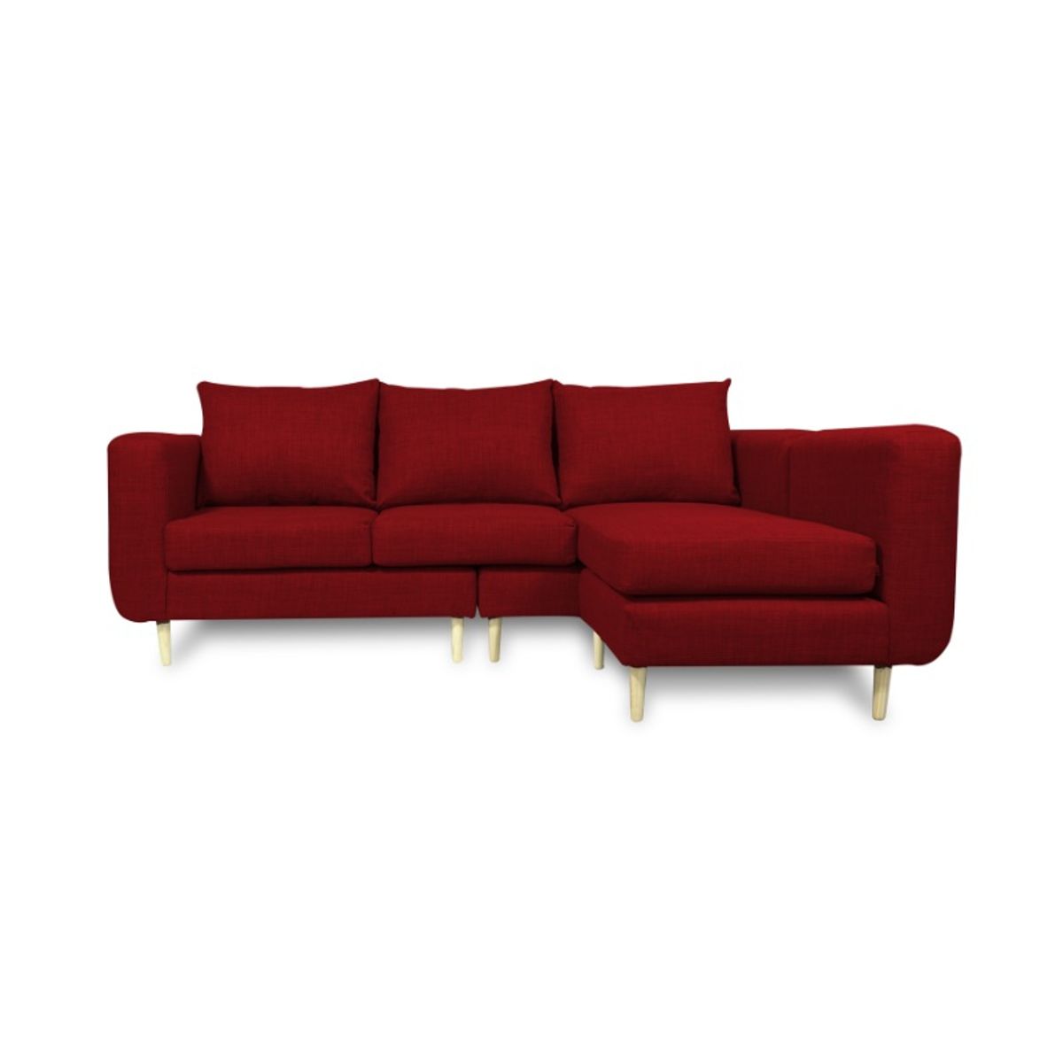 SOFAS HOME - SECCIONAL BOLLEN CHENILLE TIPO LINO ROJO 3 CUERPOS