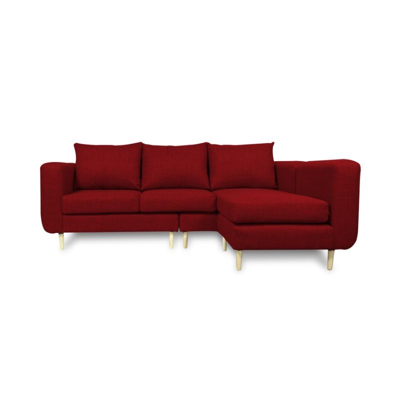 SOFAS HOME - SECCIONAL BOLLEN CHENILLE TIPO LINO ROJO 3 CUERPOS