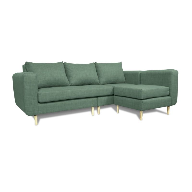 SOFAS HOME - SECCIONAL BOLLEN CHENILLE TIPO LINO VERDE 3 CUERPOS