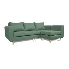 SOFAS HOME - SECCIONAL BOLLEN CHENILLE TIPO LINO VERDE 3 CUERPOS