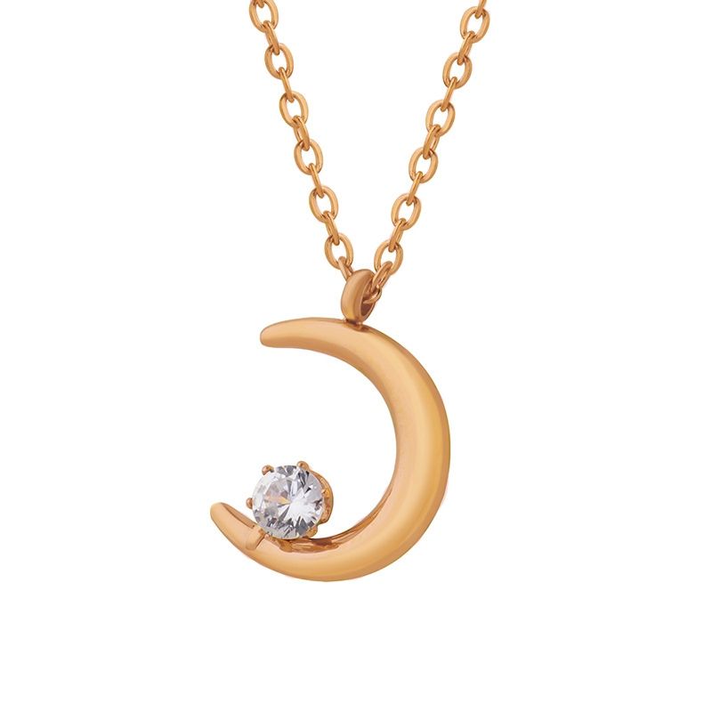 LUX JOYAS - Collar Baño Oro Rosado 18k Luna Punto De Luz