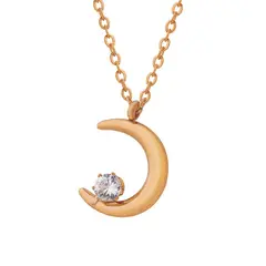 LUX JOYAS - Collar Baño Oro Rosado 18k Luna Punto De Luz