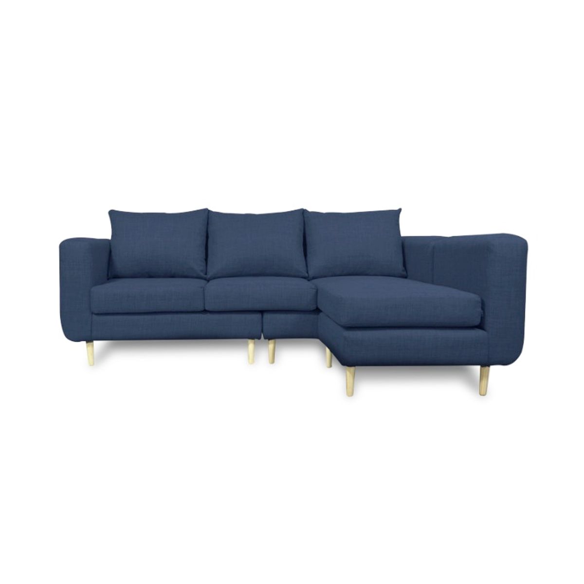 SOFAS HOME - SECCIONAL BOLLEN FELPA AZUL 3 CUERPOS