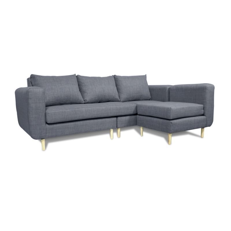 SOFAS HOME - SECCIONAL BOLLEN FELPA GRIS 3 CUERPOS