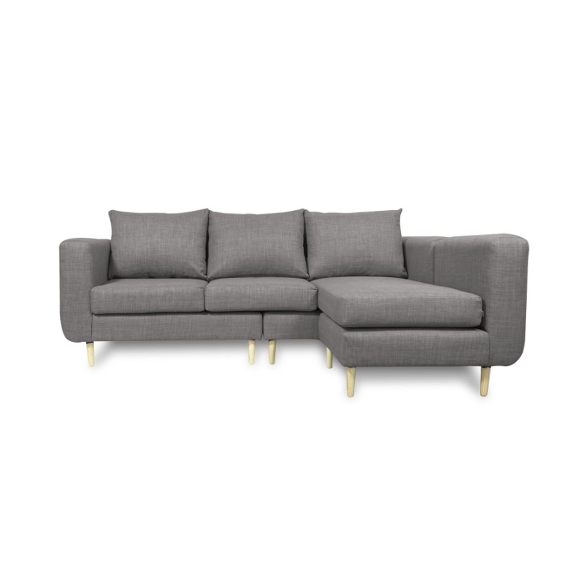 SOFAS HOME - SECCIONAL BOLLEN FELPA GRIS 3 CUERPOS