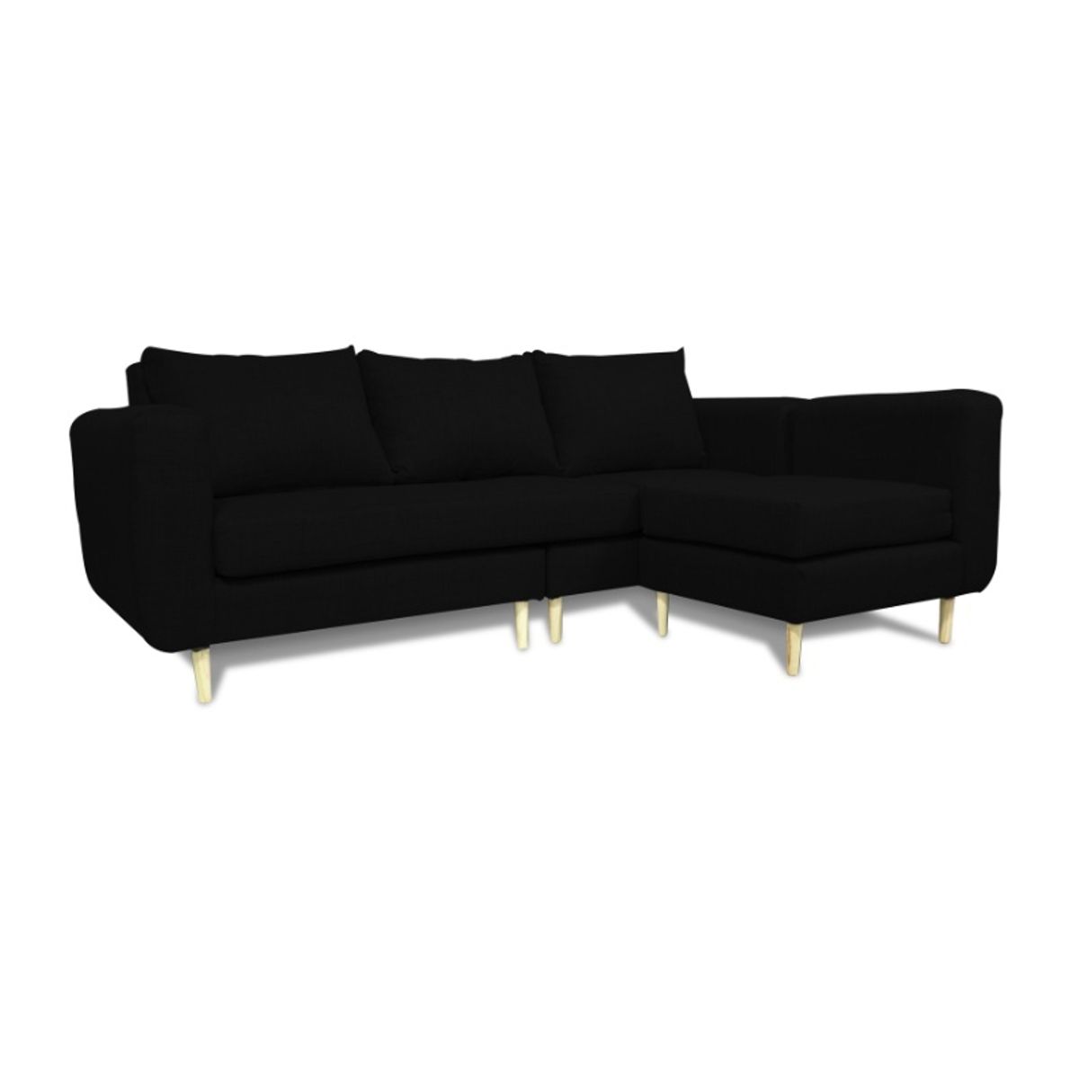 SOFAS HOME - SECCIONAL BOLLEN FELPA NEGRO 3 CUERPOS
