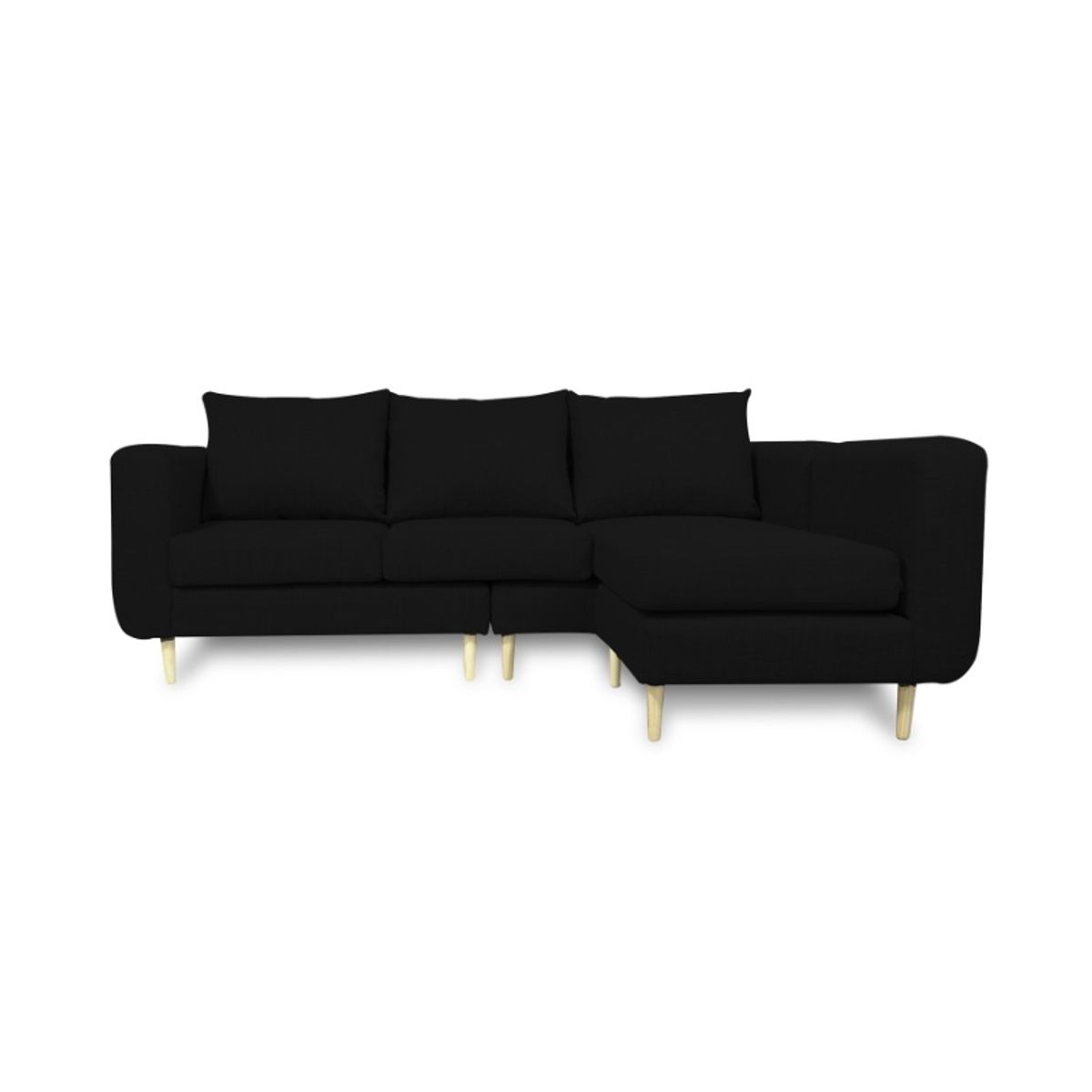 SOFAS HOME - SECCIONAL BOLLEN FELPA NEGRO 3 CUERPOS