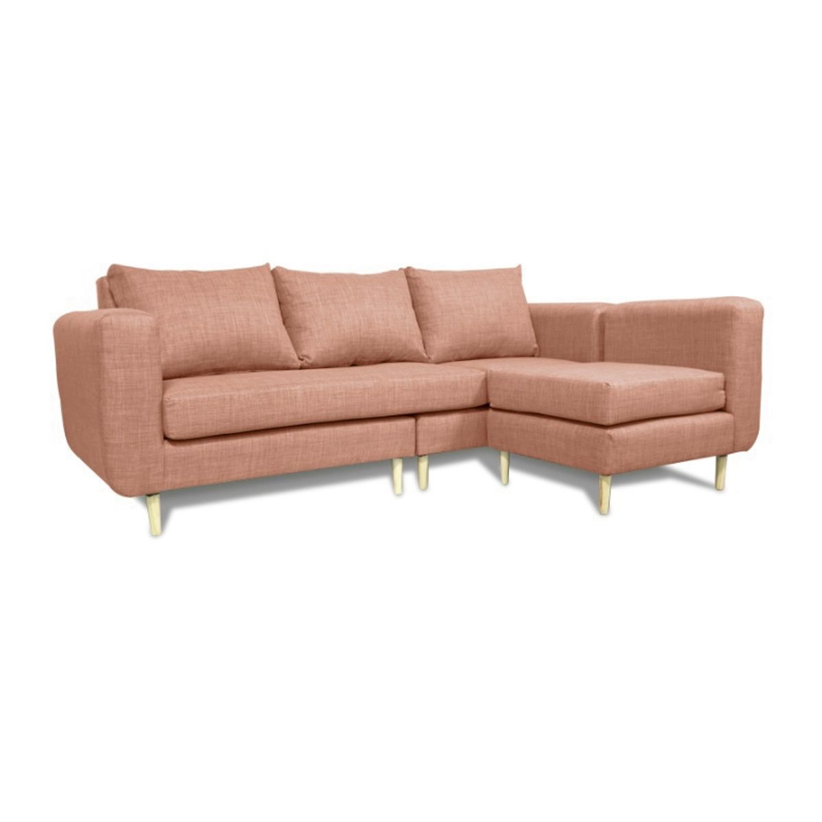 SOFAS HOME - SECCIONAL BOLLEN FELPA PALO ROSA 3 CUERPOS