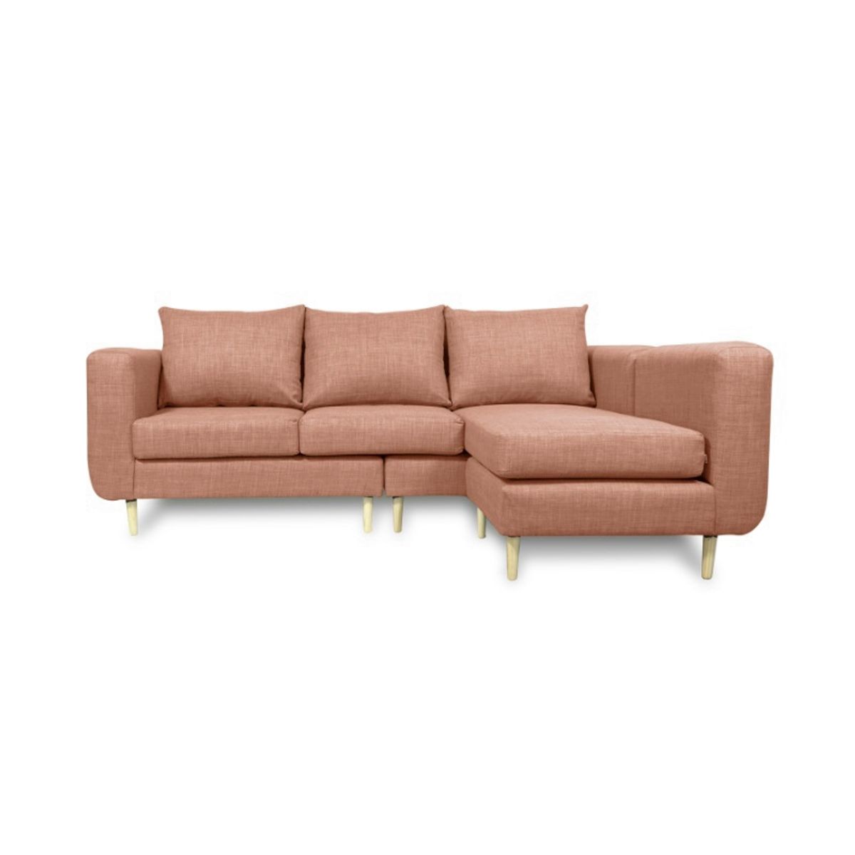 SOFAS HOME - SECCIONAL BOLLEN FELPA PALO ROSA 3 CUERPOS